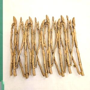 Asparagus table art trivet by Michael Michaud 6.5"×7" bronze gold